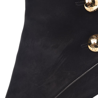 Louis Vuitton Suede Peep Toe Ankle Boots 37 Black 10 of 23