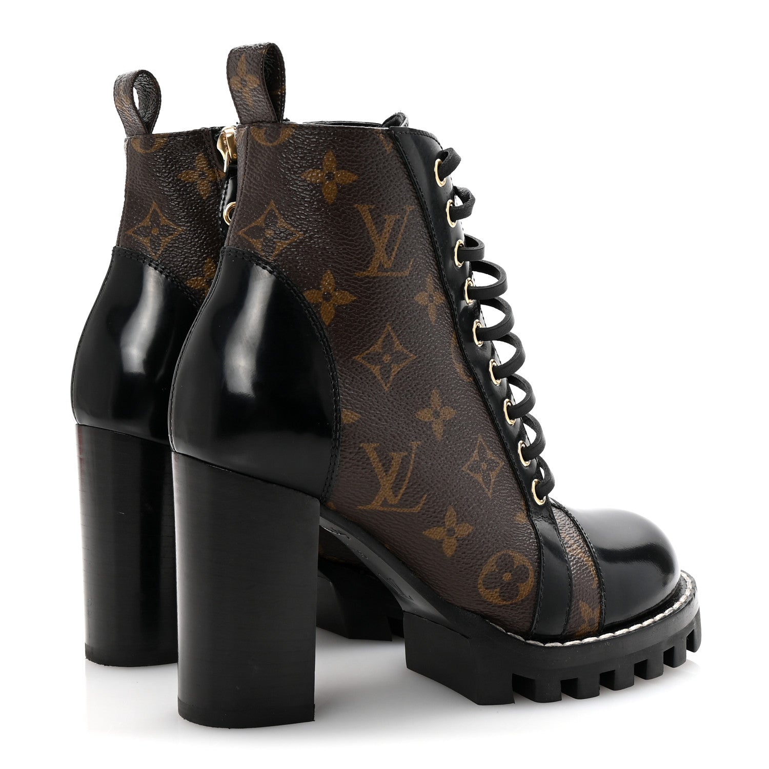Louis Vuitton Patent Calfskin Monogram Star Trail Ankle Boots 35 Black 5 of 8