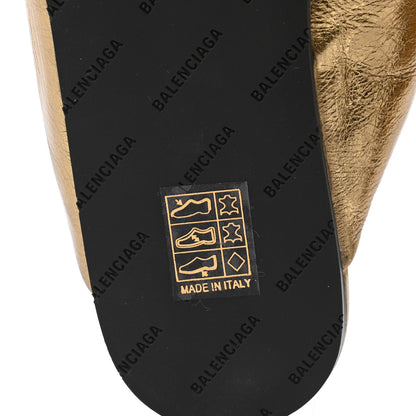 Balenciaga Metallic Lambskin Drapy Slide Sandals 37 Gold 6 of 8