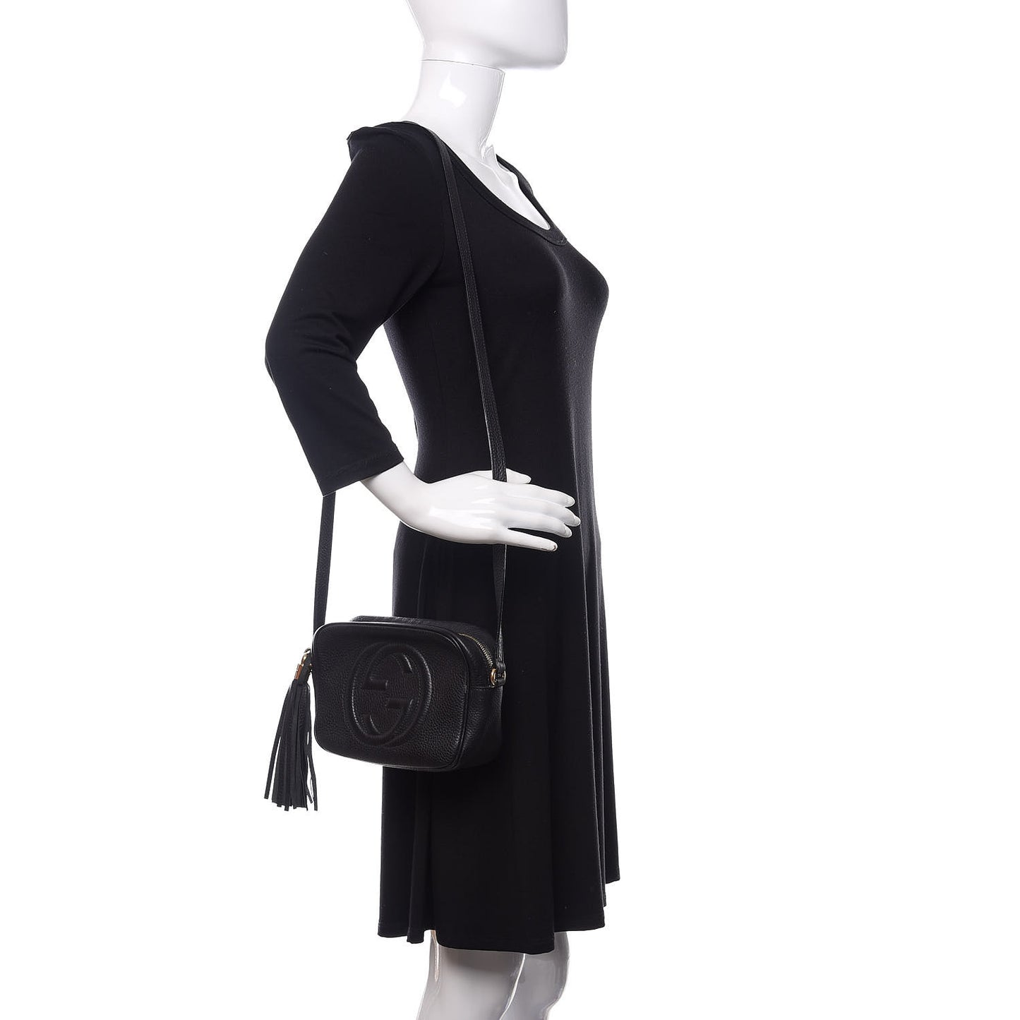 Pebbled Calfskin Small Soho Disco Bag Black