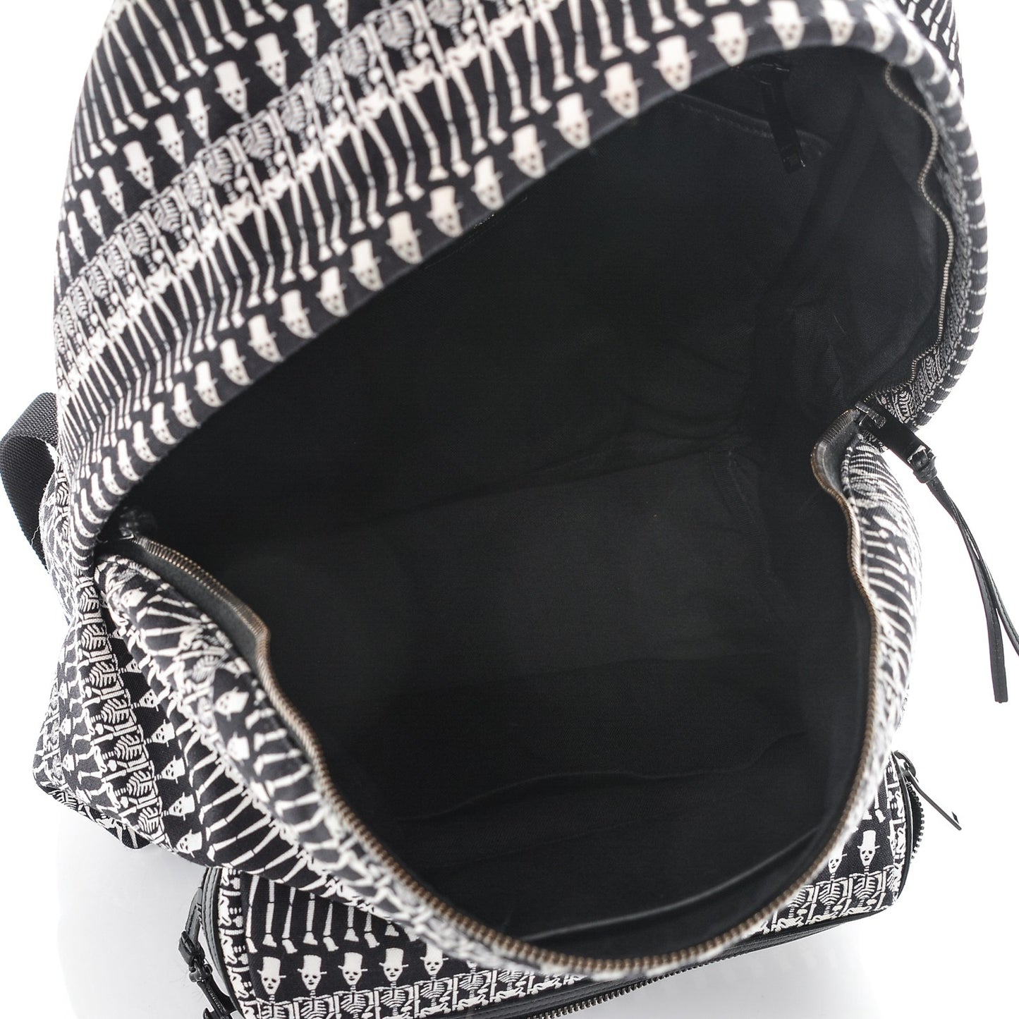 Nylon City Skeleton Print Backpack Black White