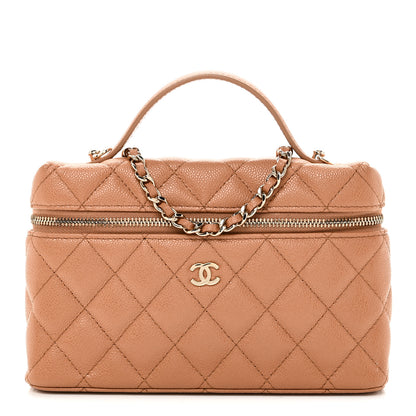 Chanel Caviar Quilted Top Handle Slim Vanity With Chain Brown 1 of 10
