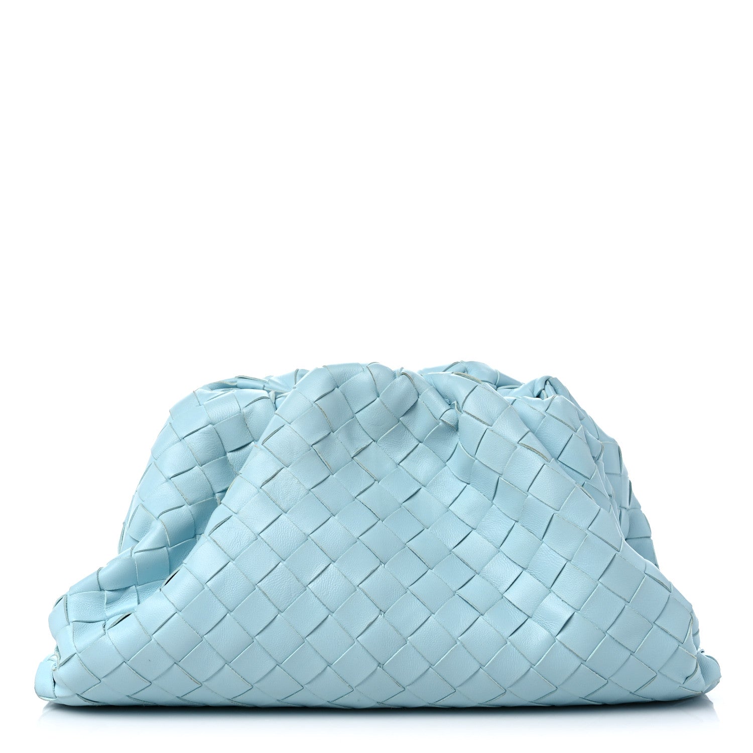 Bottega Veneta Nappa Maxi Intrecciato The Pouch Oversized Clutch Teal Washed 1 of 8