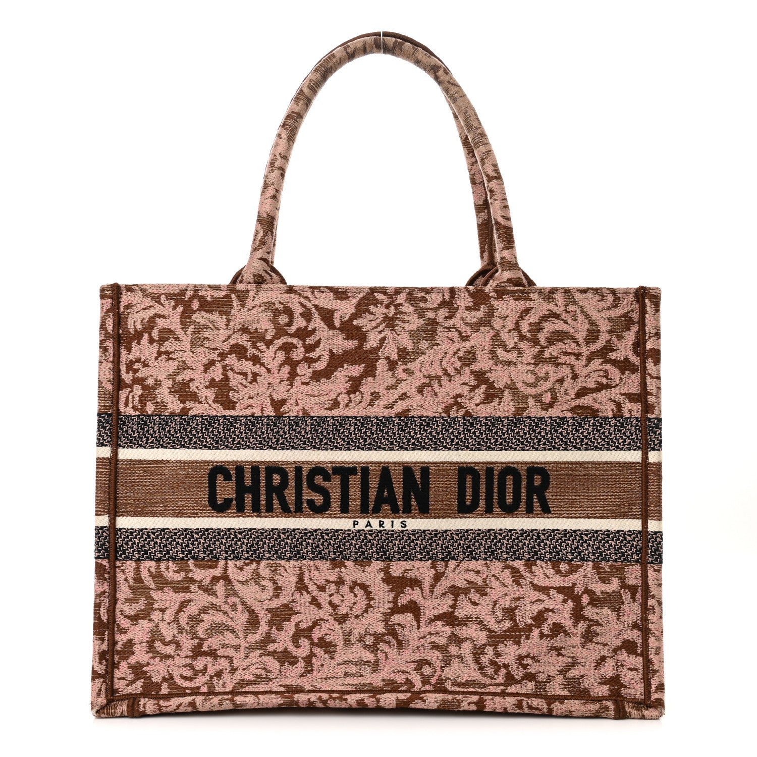 Christian Dior Canvas Embroidered Medium Brocart Book Tote Metallic Pink 1 of 12