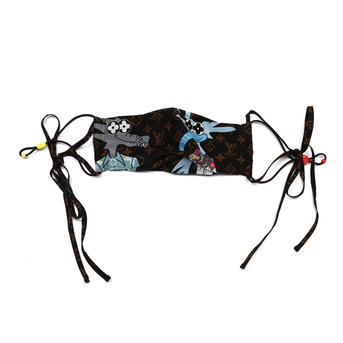 Cotton Silk Monogram LV Friends Face Mask Brown