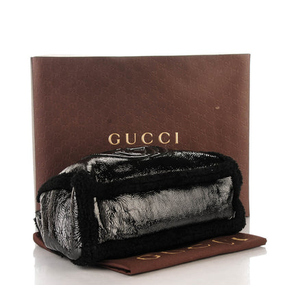 Gucci Patent Shearling Medium Soho Chain Shoulder Bag Black 4 of 7