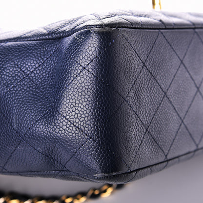 Chanel Caviar Jumbo Single Flap Blue 13 of 14