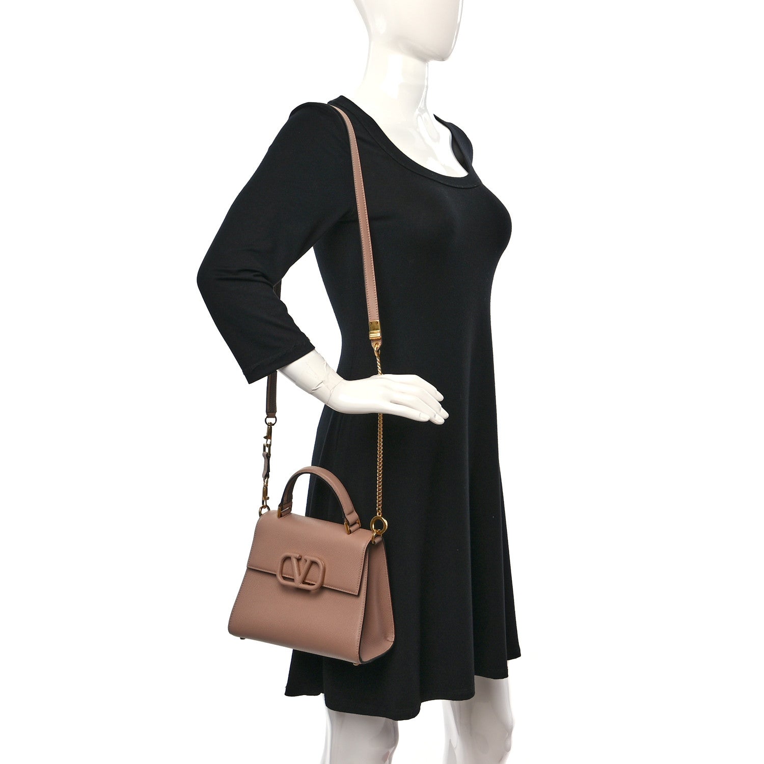 Valentino Garavani Grainy Calfskin Small VSling Top Handle Bag Poudre 2 of 8