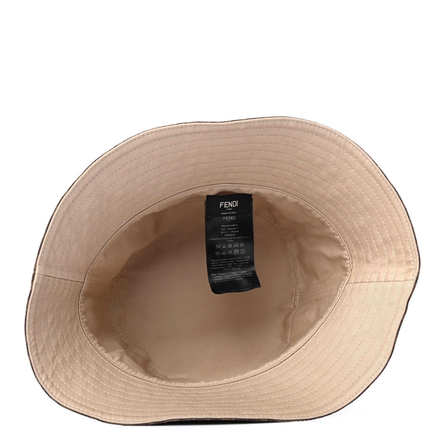 Fendi Technical Fabric FF Reversible Bucket Hat S Tobacco Beige 4 of 4