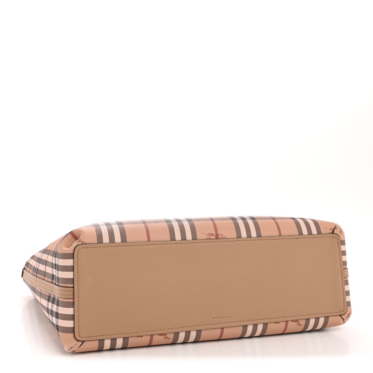 Grainy Calfskin Haymarket Check Medium Reversible Tote Camel