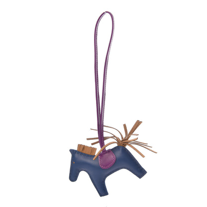 Hermes Milo Lambskin Grigri Rodeo Horse Bag Charm PM Bleu de Malte Kraft Violet 1 of 5
