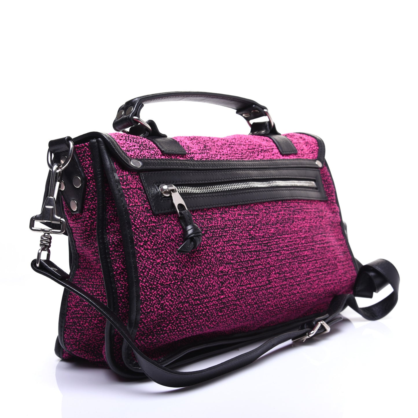 Tweed Lambskin Medium PS1 Satchel Berry Fuxia Pink