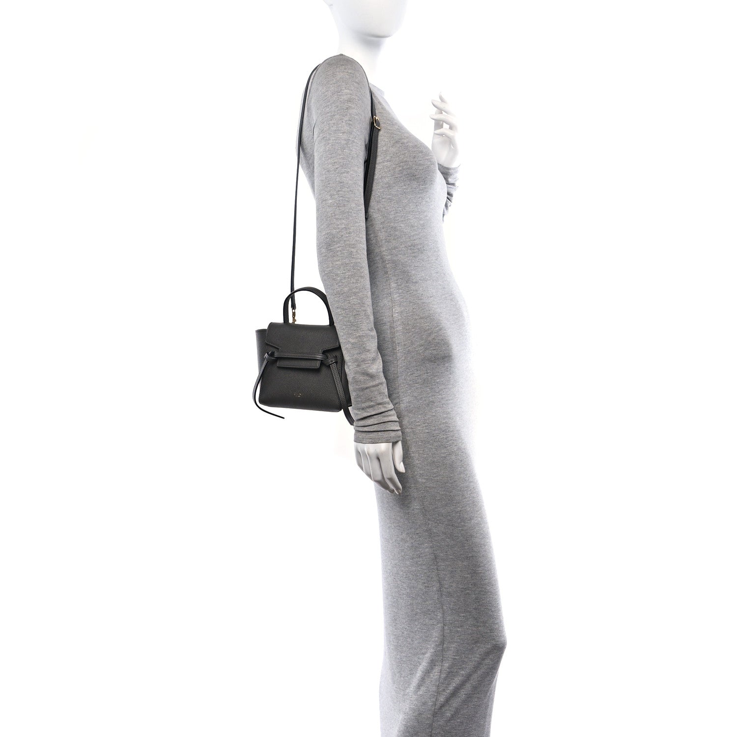 Celine Grained Calfskin Pico Belt Bag Grey 2 of 10