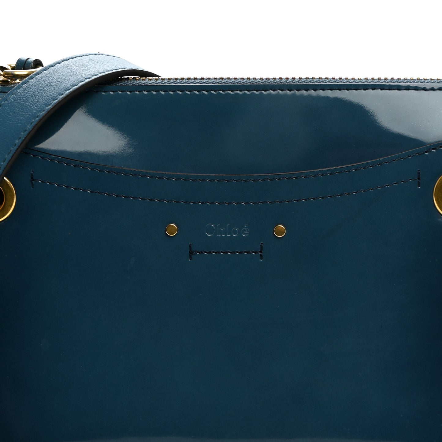 Glossy Lambskin Small Roy Bag Vinyl Blue
