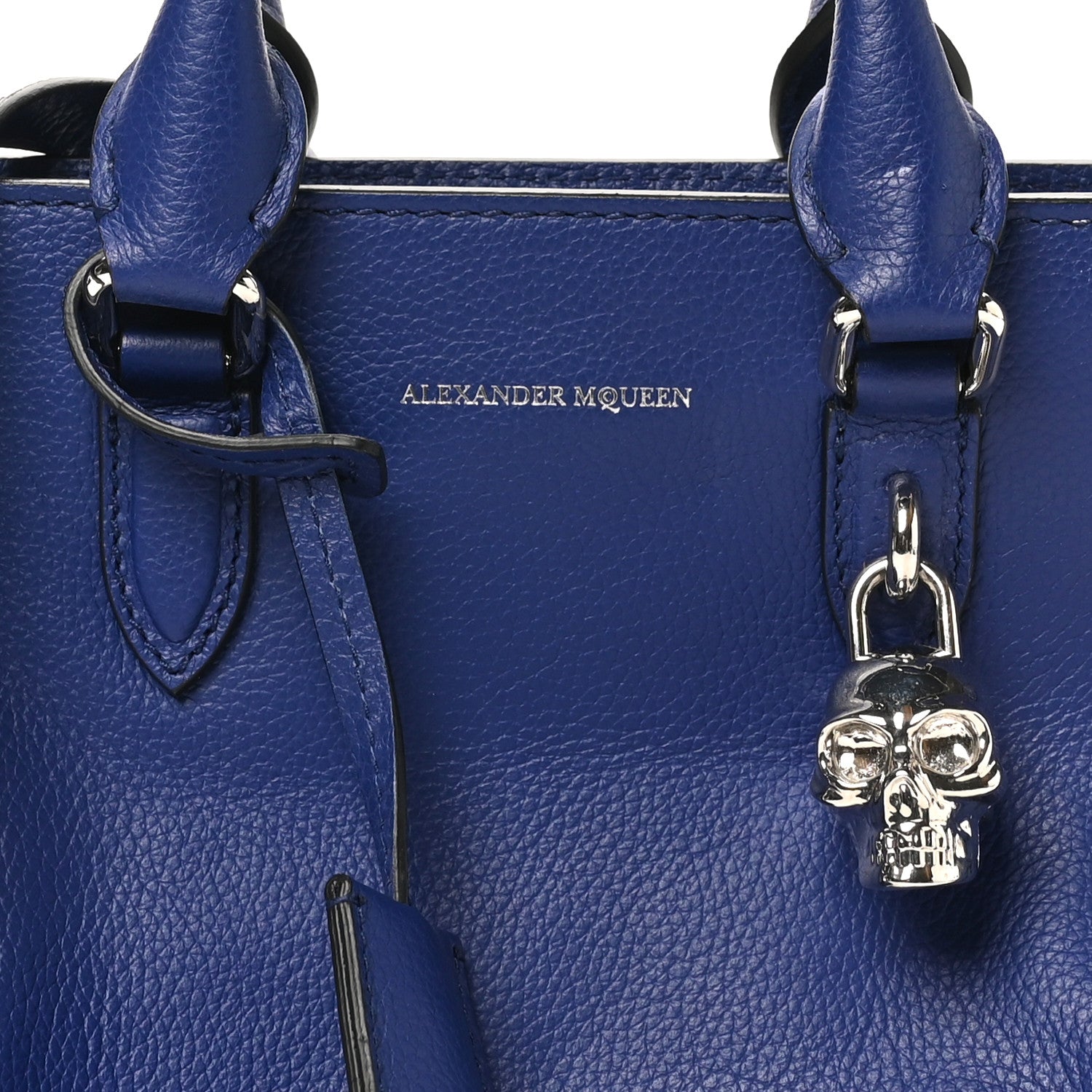Alexander McQueen Pebbled Calfskin Mini Skull Padlock Zip Around Tote Ultramarine 8 of 10
