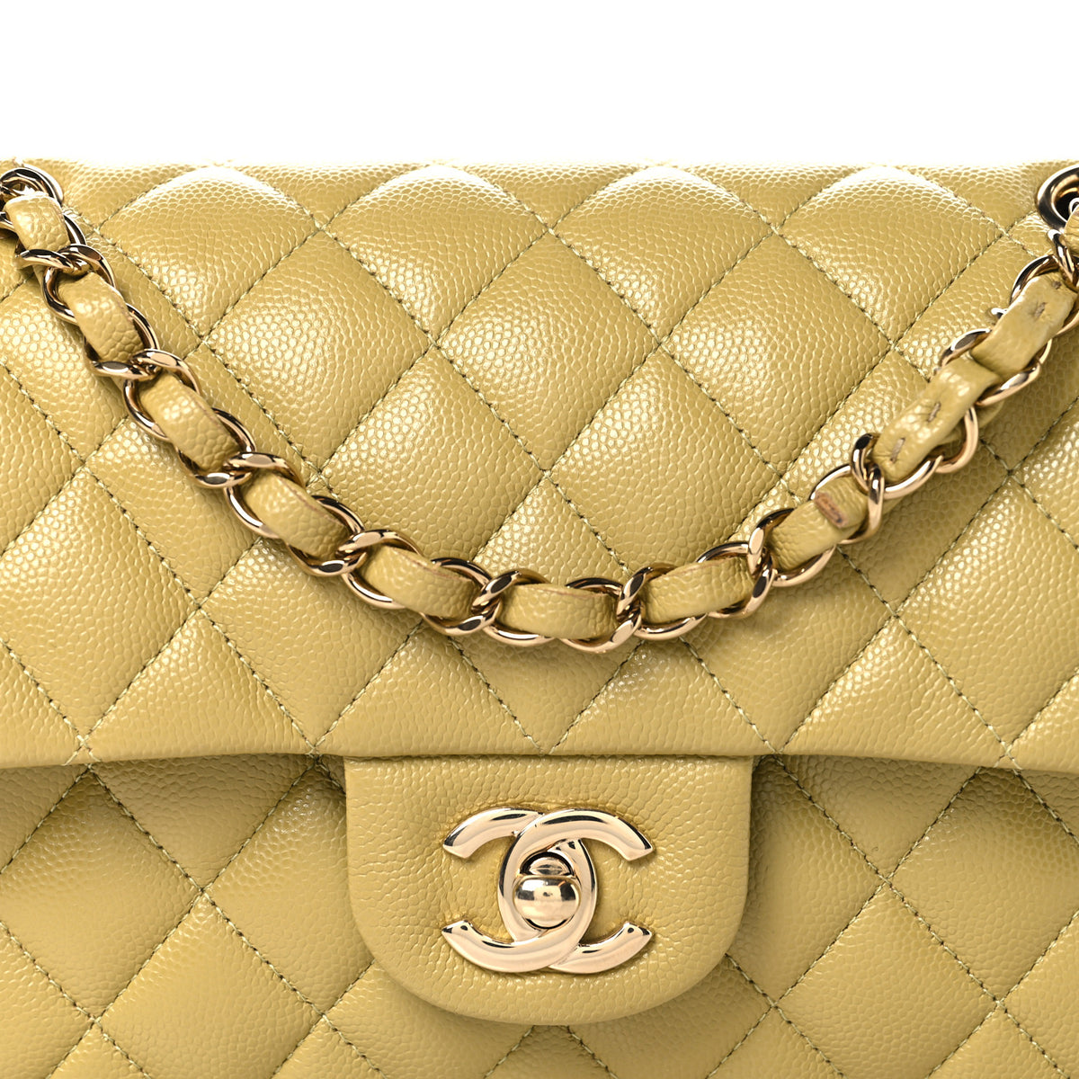 Chanel Caviar Quilted Small Double Flap Light Yellow 8 of 10