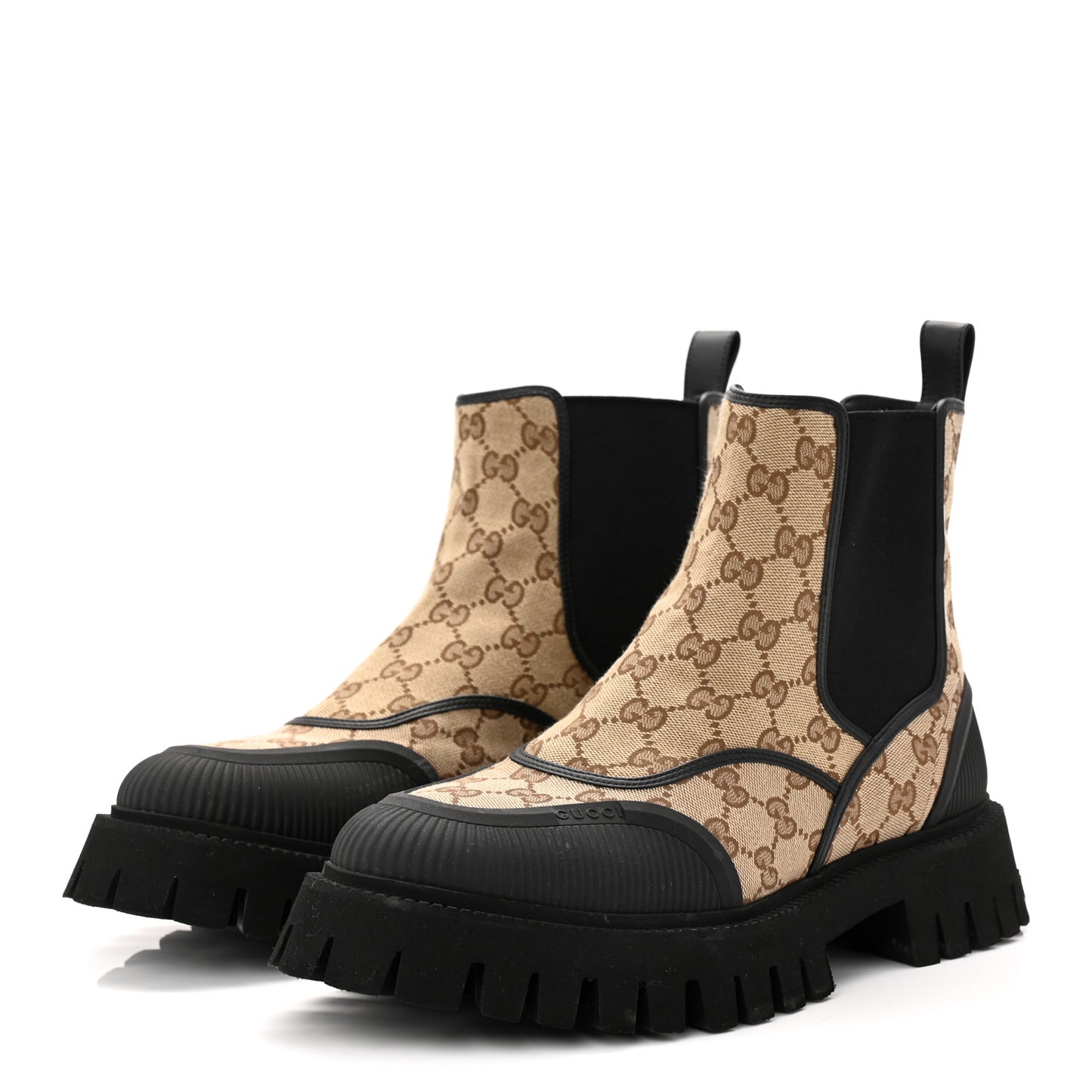 Monogram GG Mens Novo GG Canvas Chelsea Boots 10 Camel Ebony Black