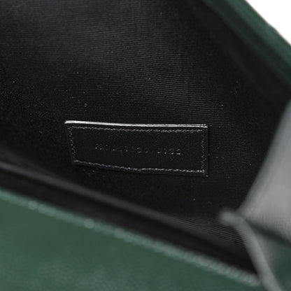 Saint Laurent Grain De Poudre Textured Mixed Matelasse Triquilt Monogram Clutch Vert Fonce 7 of 11