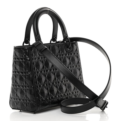 Christian Dior Calfskin Cannage Diamond Cannage Medium Lady Dior Black 3 of 12