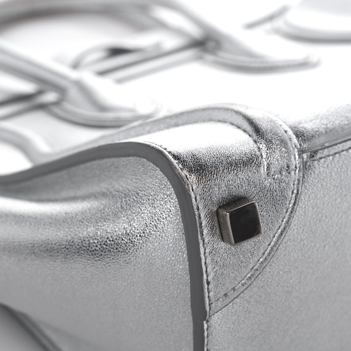 Laminated Lambskin Micro Luggage Silver