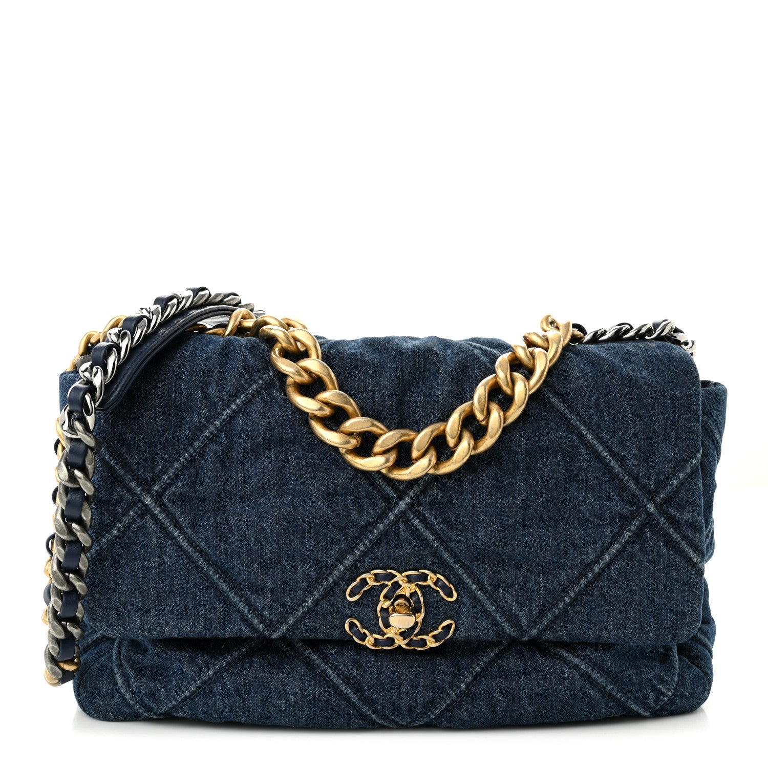 Chanel Denim Quilted Large Chanel 19 Flap Blue 1 of 10