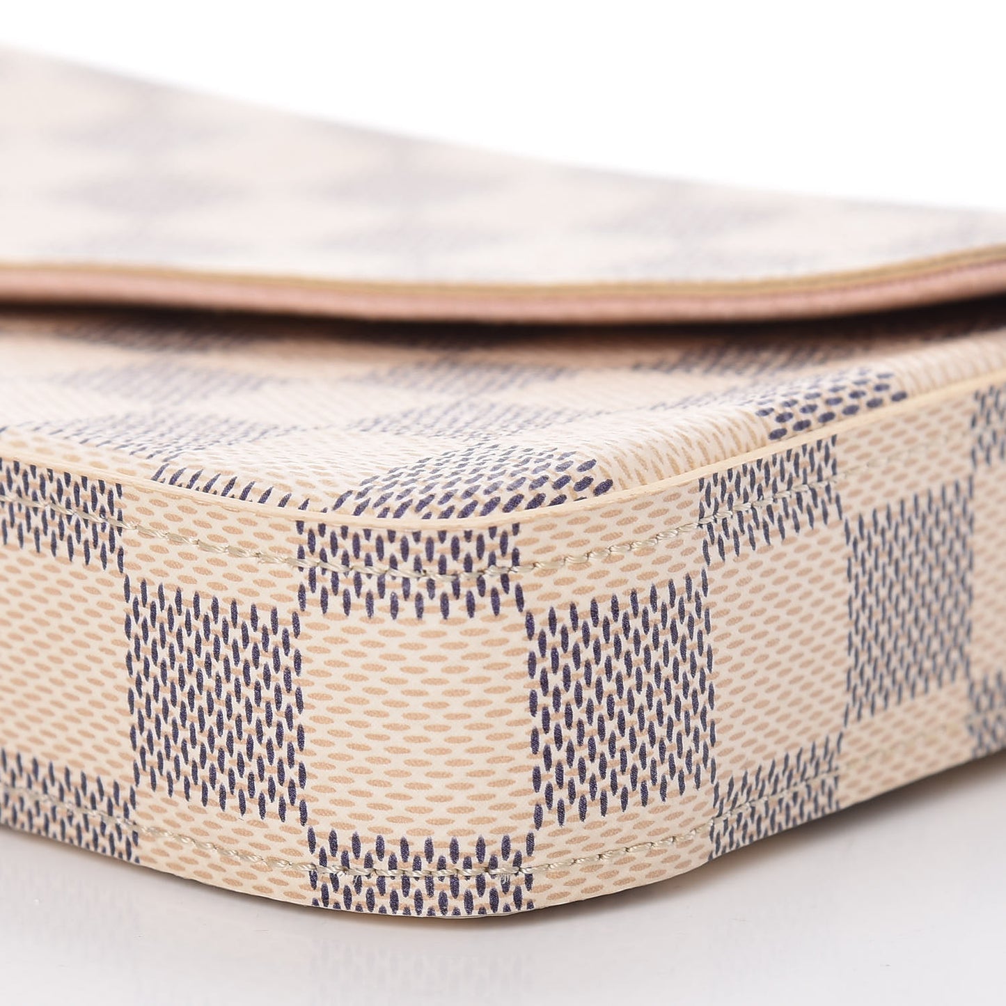 Damier Azur Pochette Felicie Chain Wallet Rose Ballerine