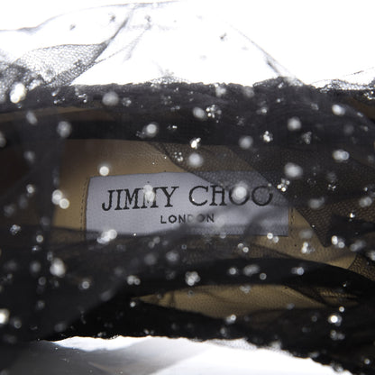 Jimmy Choo Suede Tulle Lavish 100 Pumps 38.5 Black Silver 8 of 8