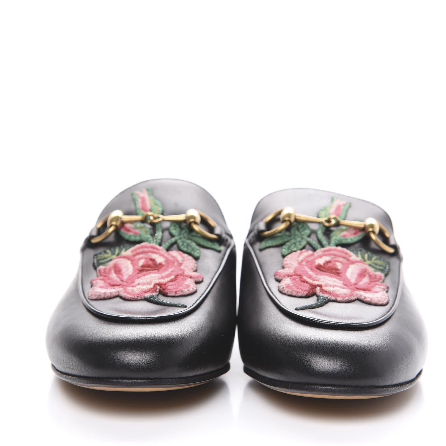 Gucci Calfskin Flower Embroidered Princetown Slippers 36 Black 2 of 9
