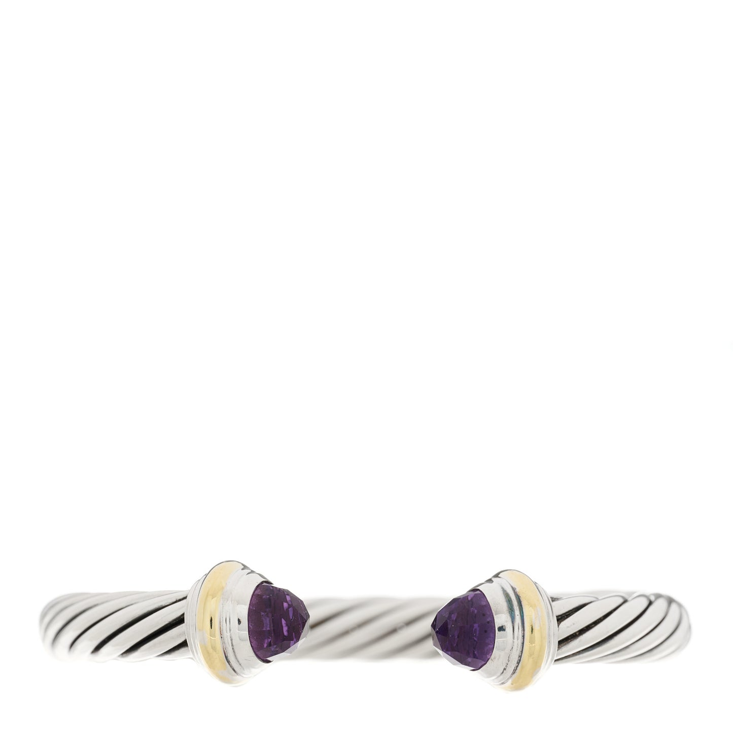 Sterling Silver 14K Yellow Gold Amethyst 7mm Cable Classics Bracelet