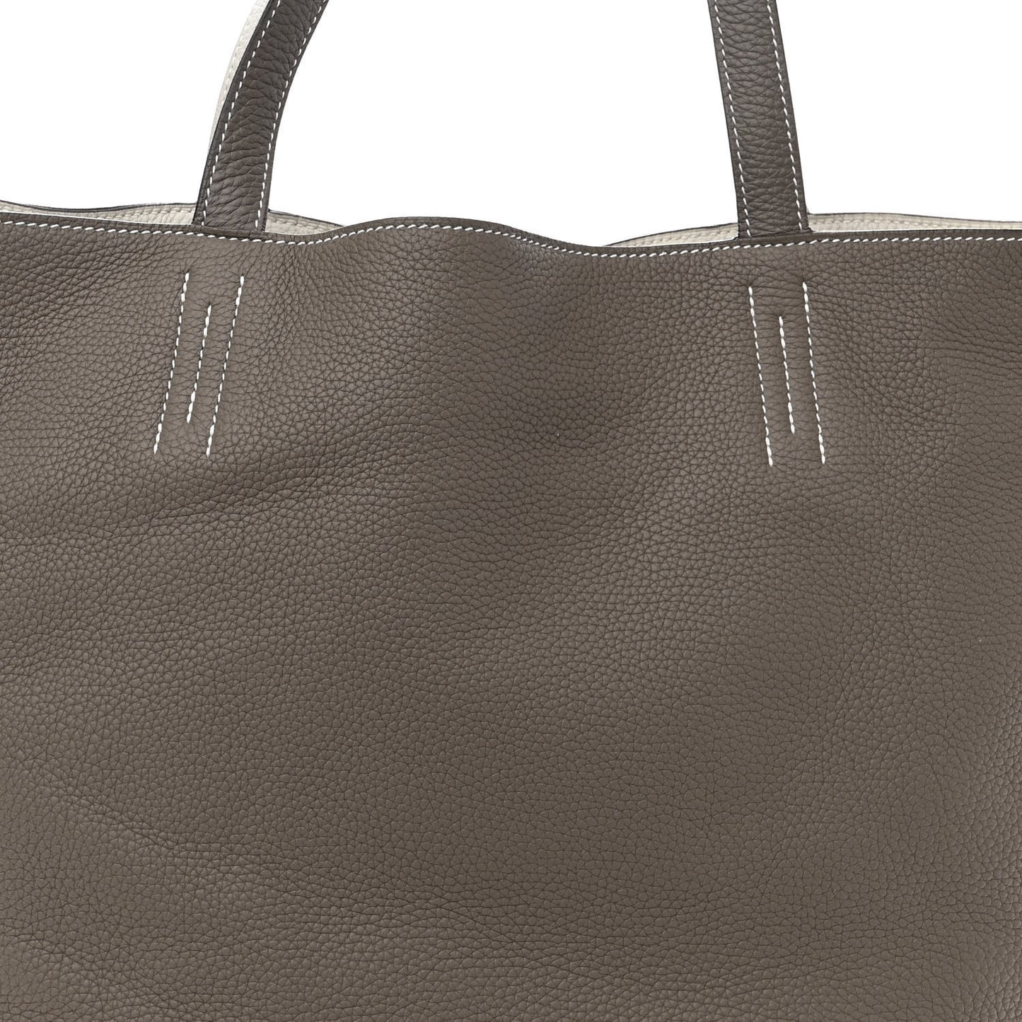 Taurillon Clemence Double Sens 36 Reversible Tote Gris Perle Etain