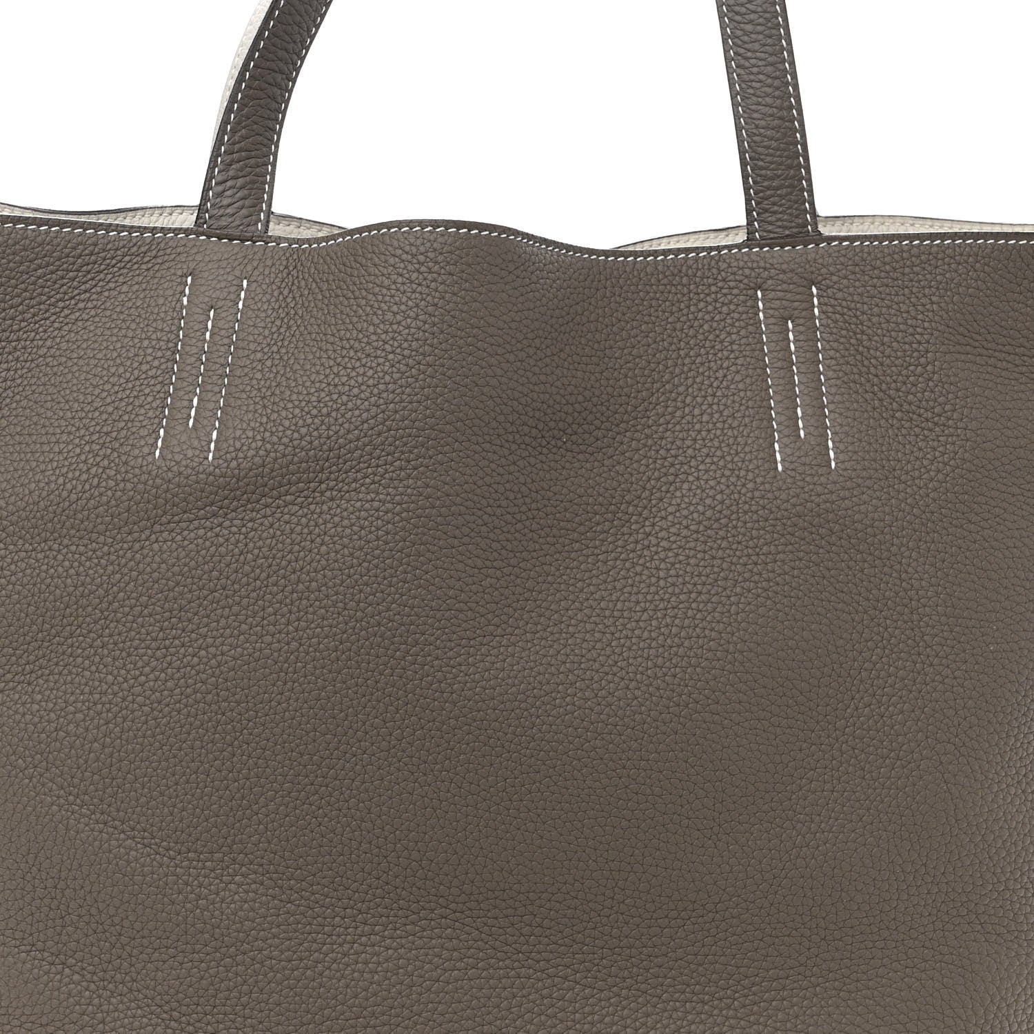 Hermes Taurillon Clemence Double Sens 36 Reversible Tote Gris Perle Etain 7 of 10