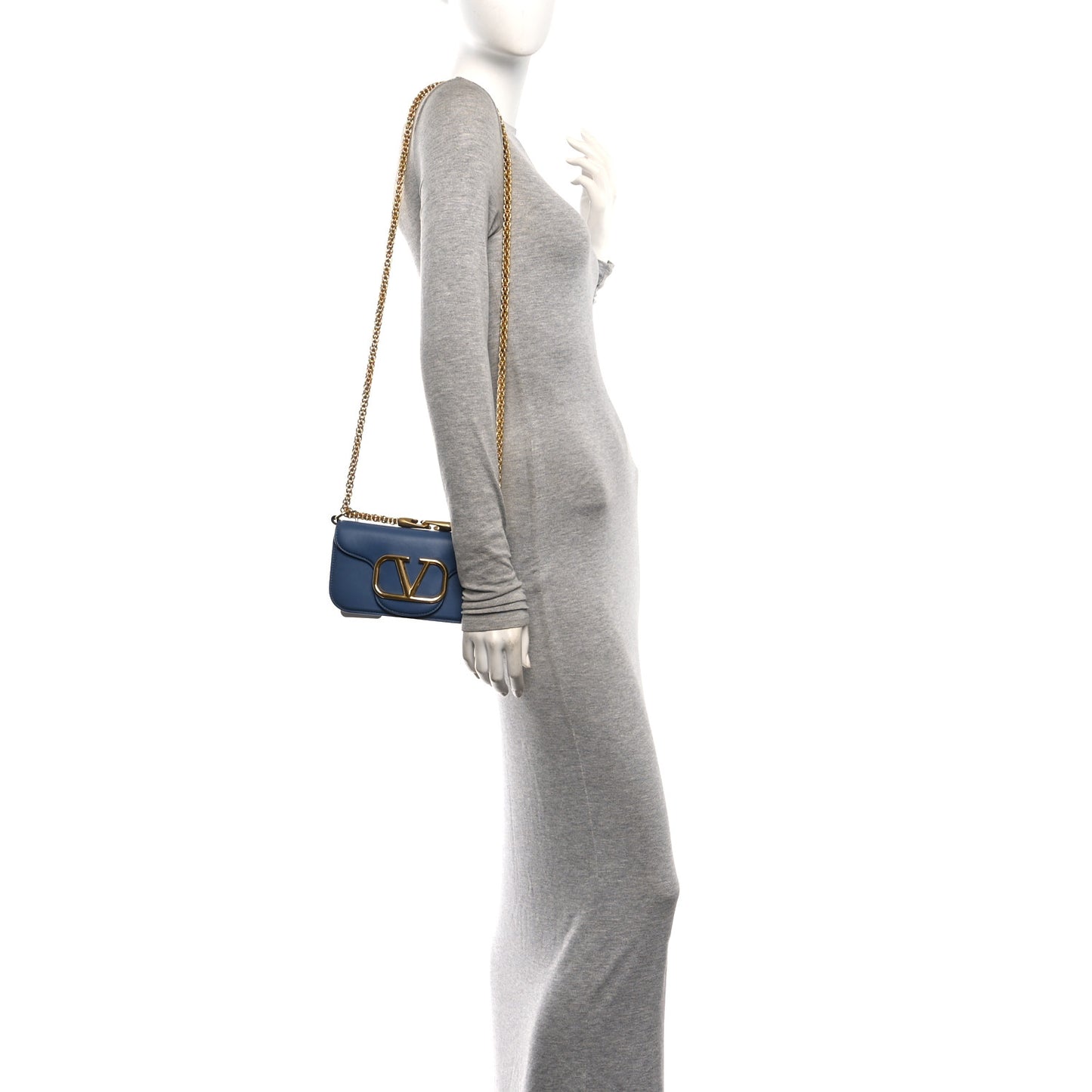 Calfskin Vlogo Small Loco Shoulder Bag Blue