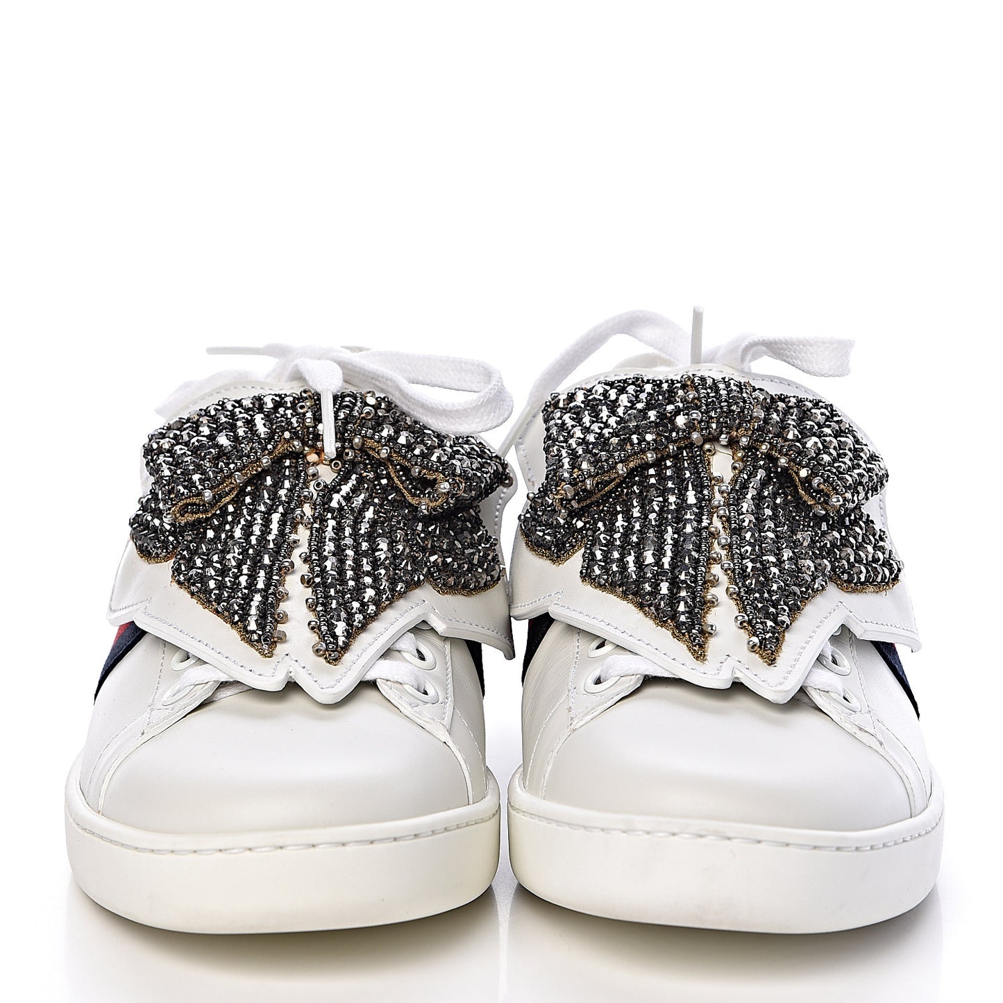 Calfskin Ayers Web Womens Ace Bow Lace Sneakers 36.5 White