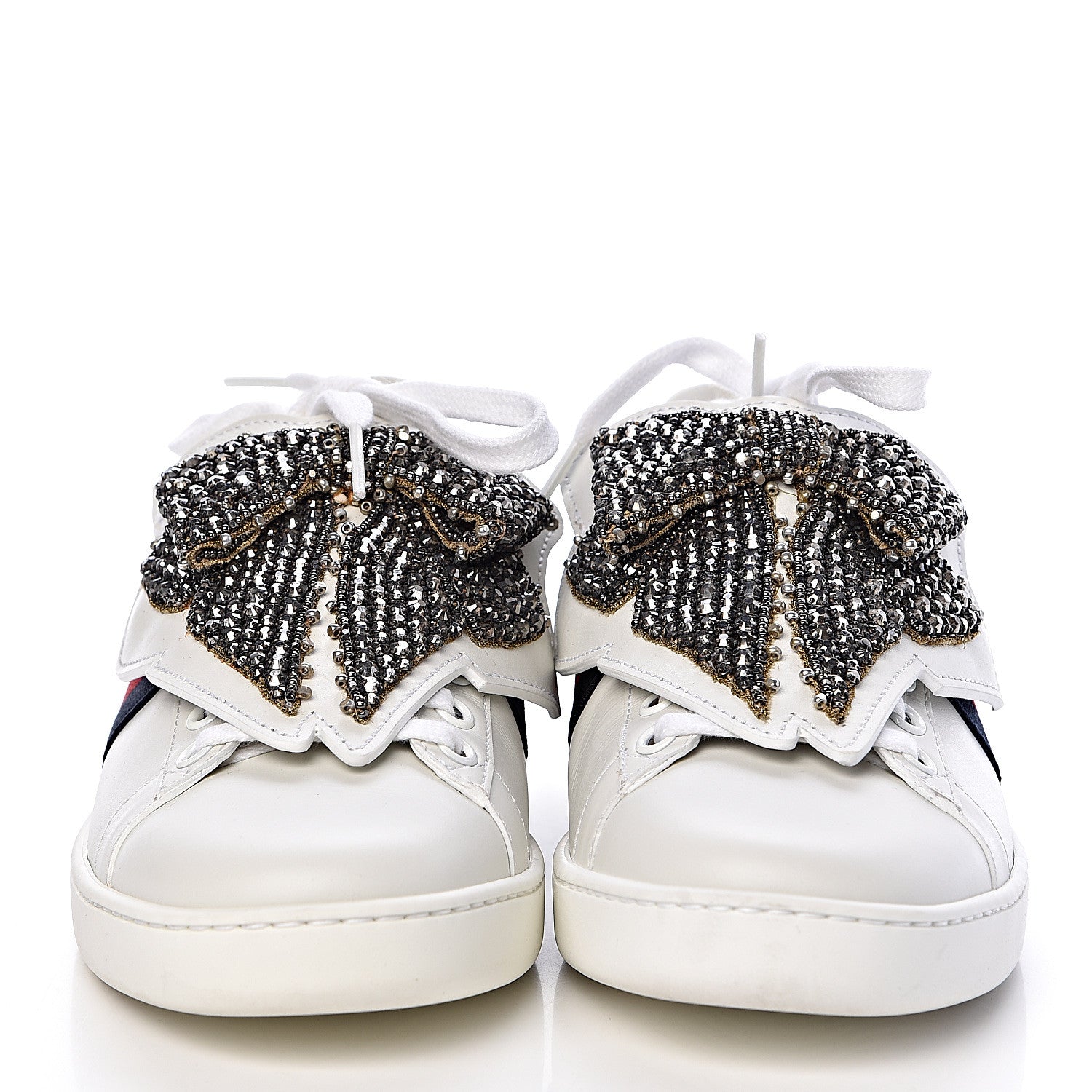 Gucci Calfskin Ayers Web Womens Ace Bow Lace Sneakers 36.5 White 2 of 13
