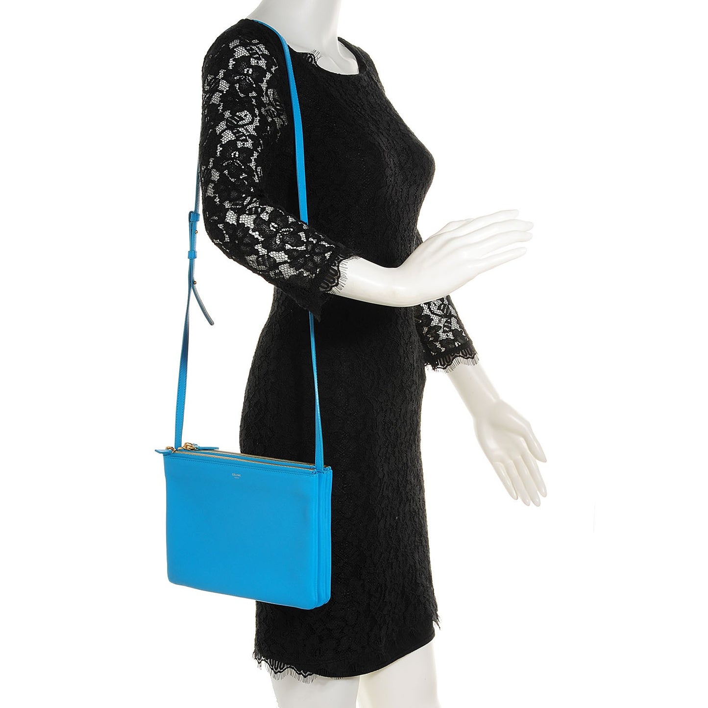 Lambskin Large Trio Crossbody Bag Turquoise