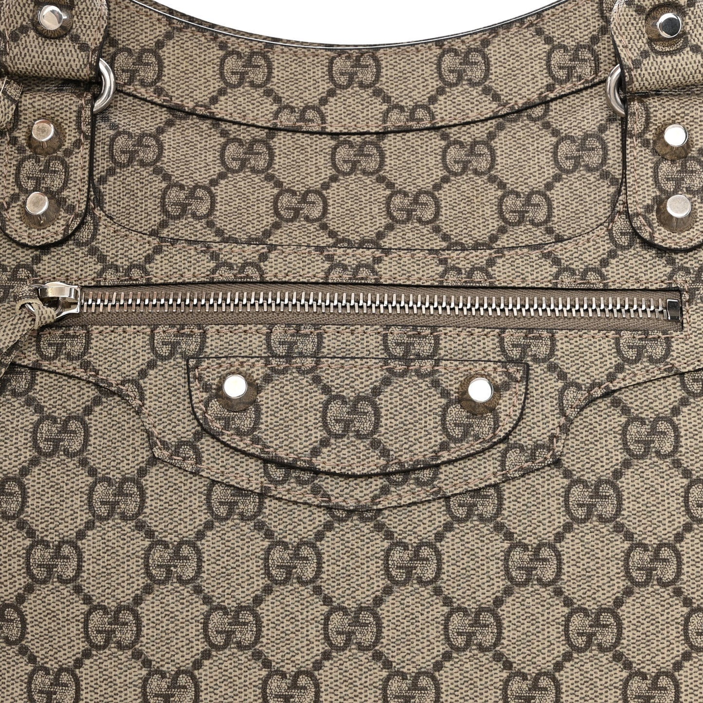 X GUCCI GG Supreme Monogram Neo Classic Silver Hardware City Beige Ebony