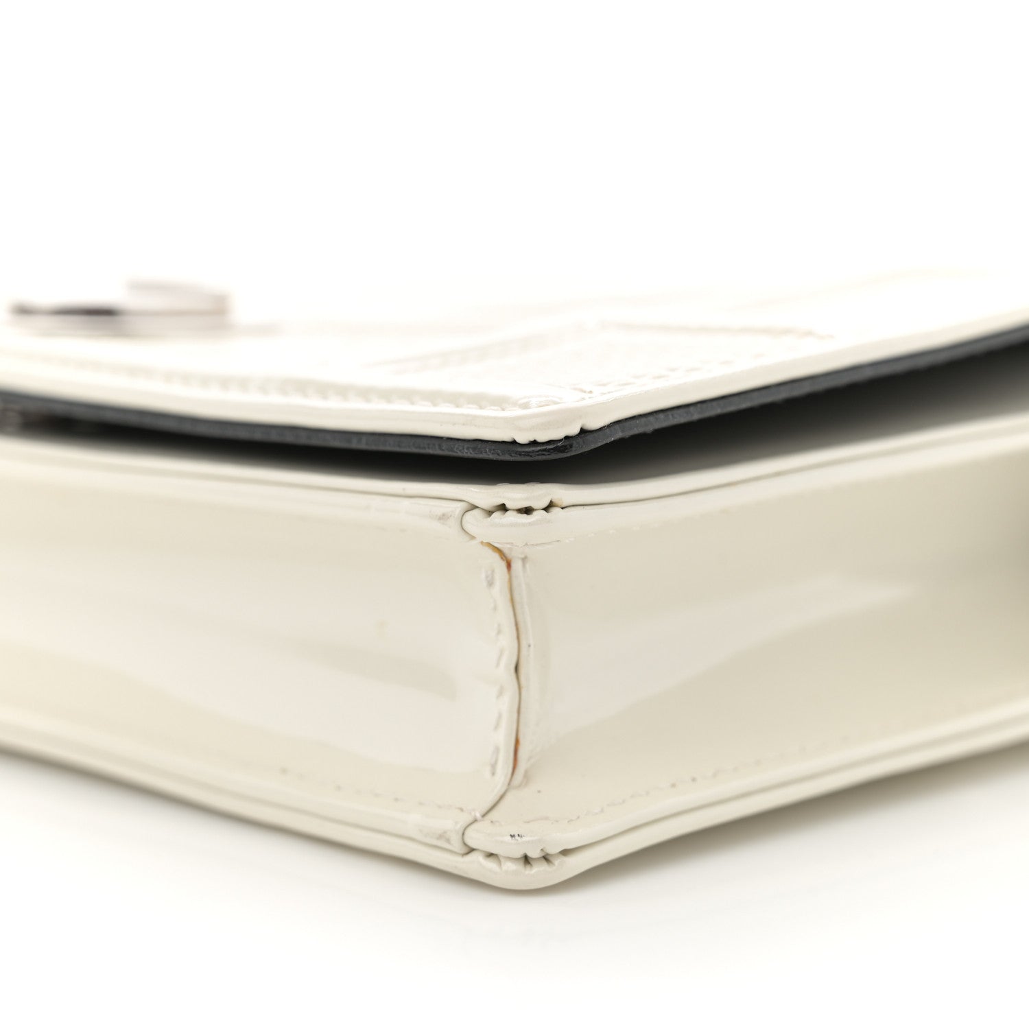 Christian Dior Patent Micro-Cannage Diorama Wallet on Chain Pouch White 10 of 12