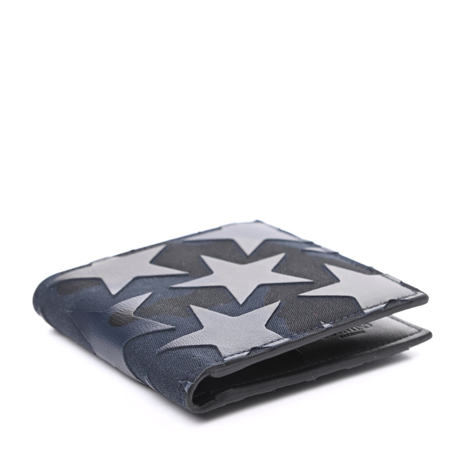 Valentino Garavani Nappa Canvas Camouflage Stars Bi-Fold Wallet Navy Black 4 of 6