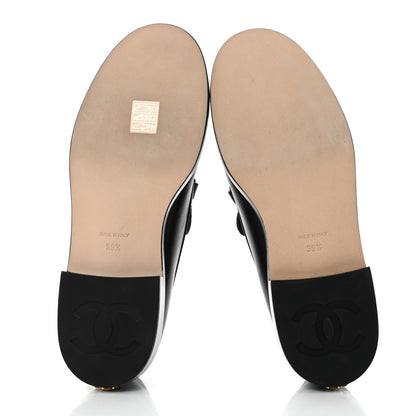 Chanel Lambskin Pearl Crystal Quilted CC Logo Jewelry Loafers 39.5 Black 5 of 9
