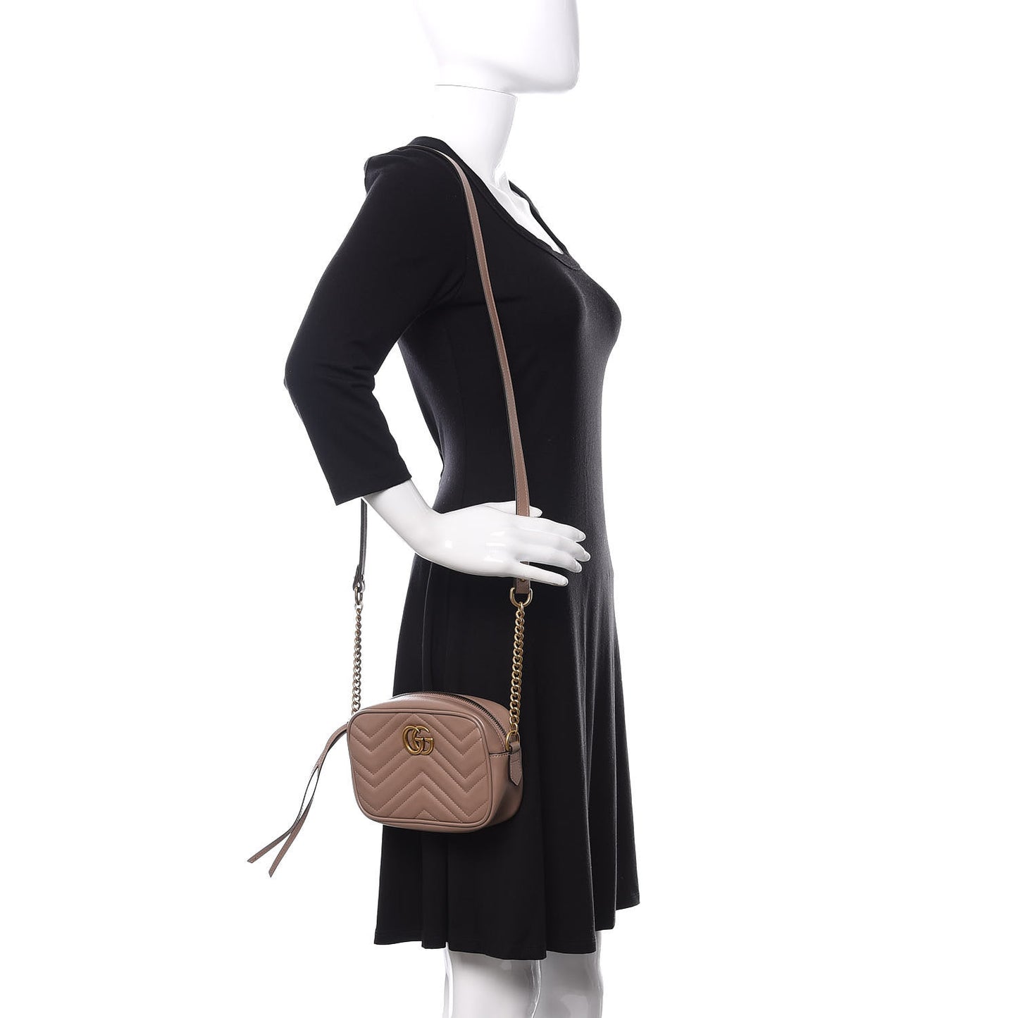Calfskin Matelasse Mini GG Marmont Chain Shoulder Bag Porcelain Rose