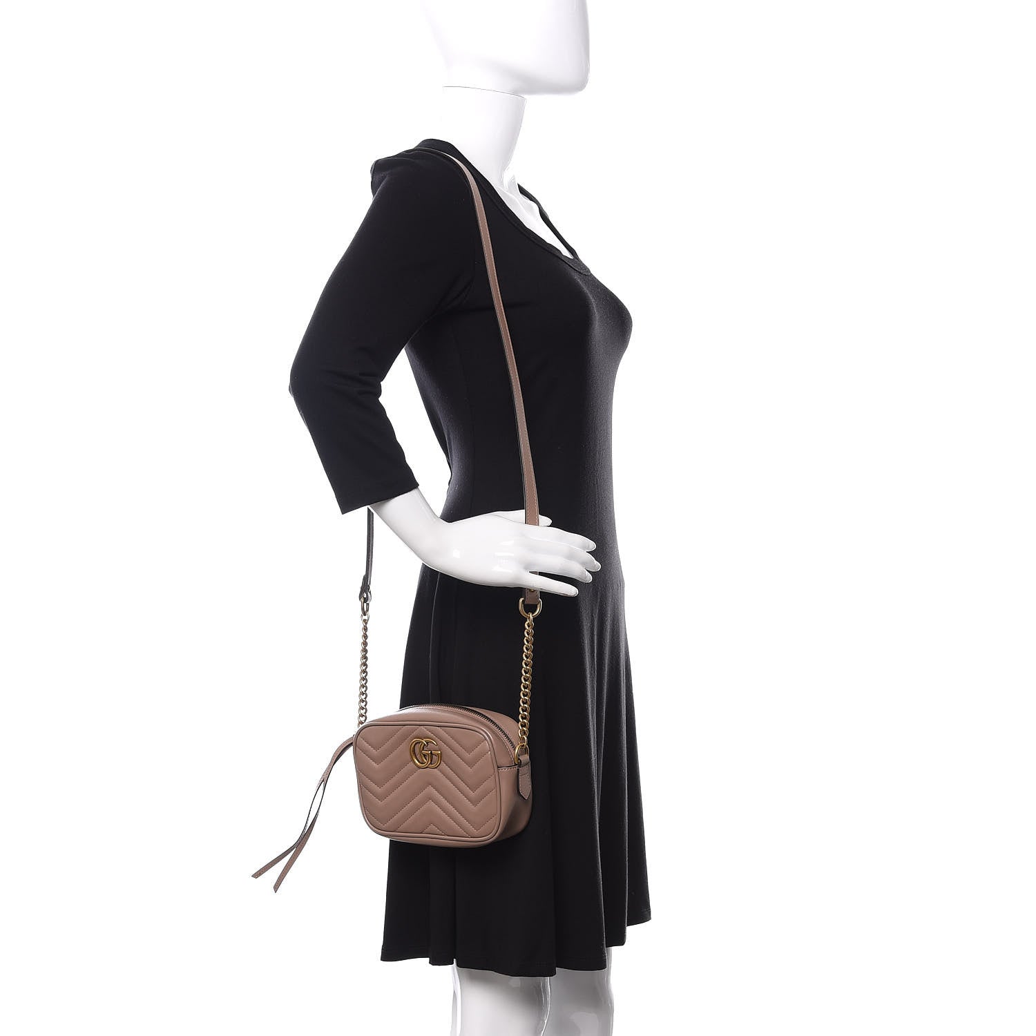 Gucci Calfskin Matelasse Mini GG Marmont Chain Shoulder Bag Porcelain Rose 2 of 12