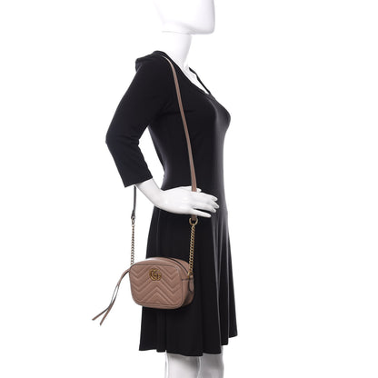 Gucci Calfskin Matelasse Mini GG Marmont Chain Shoulder Bag Porcelain Rose 2 of 12