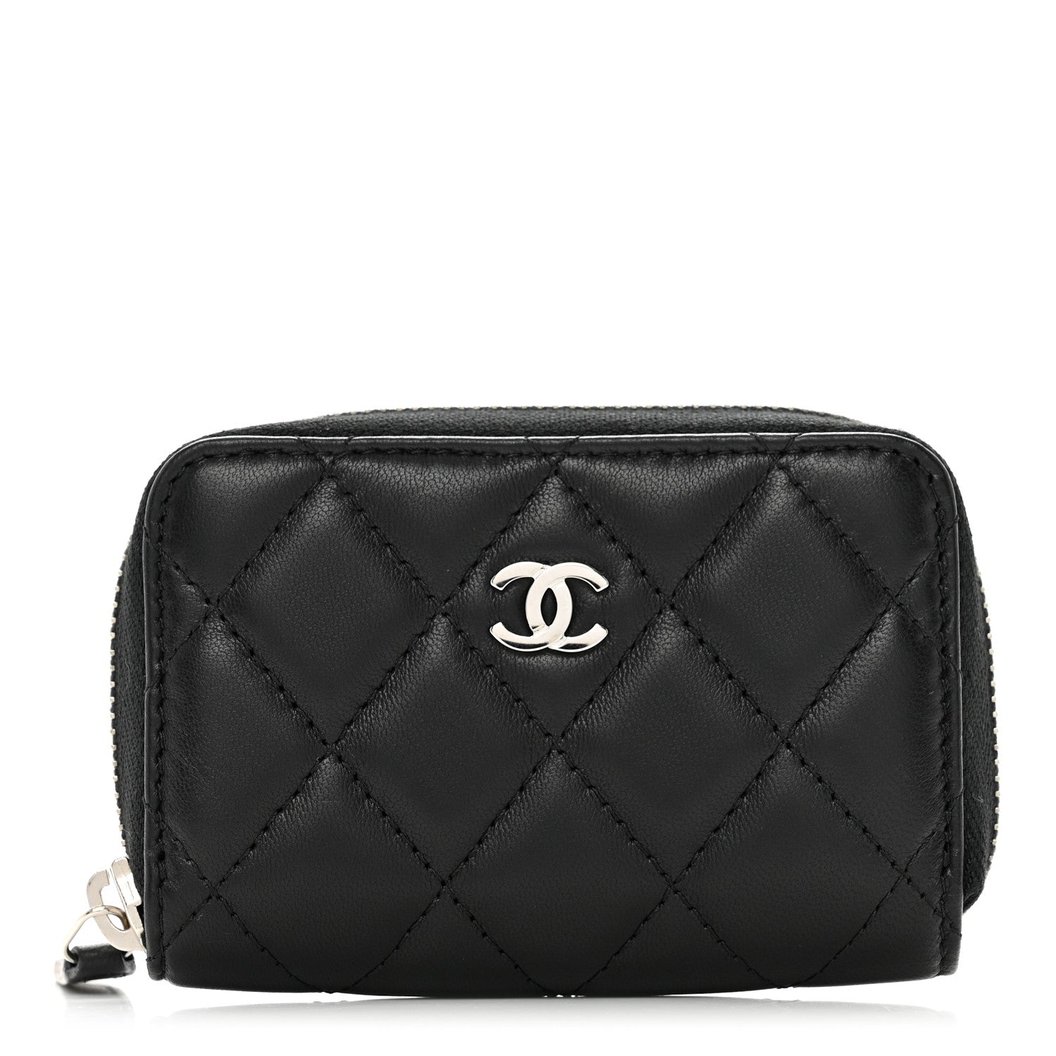 Chanel Lambskin Quilted Zip Coin Purse Black 1 of 8