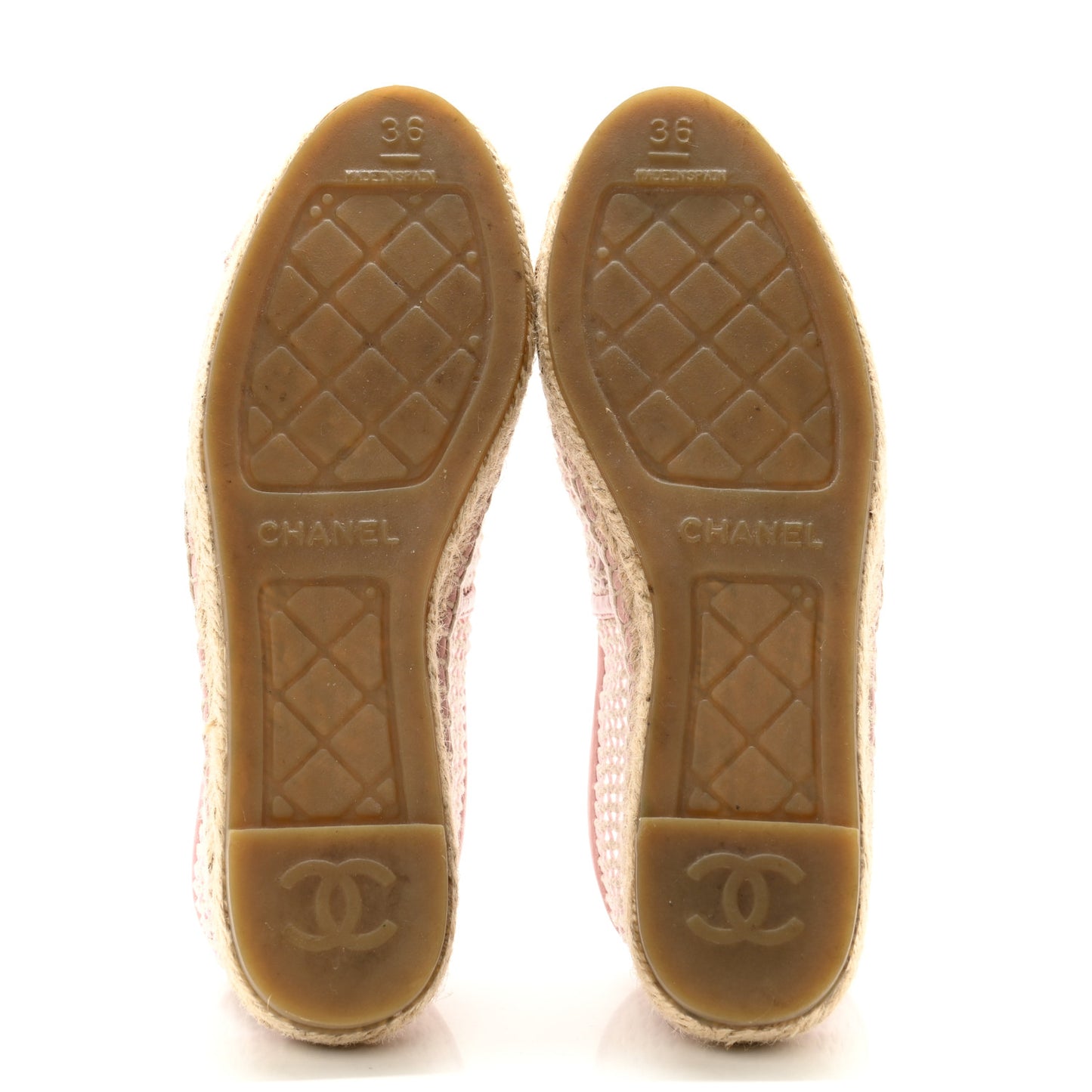 Mesh Lambskin CC Espadrilles 36 Light Pink Beige