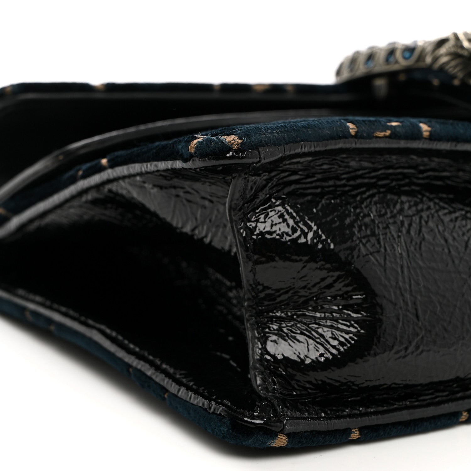 Gucci Velvet Skipper Crystal GG Monogram Small Dionysus Shoulder Bag Blue Beige Black 9 of 11
