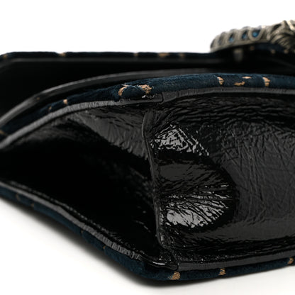Gucci Velvet Skipper Crystal GG Monogram Small Dionysus Shoulder Bag Blue Beige Black 9 of 11