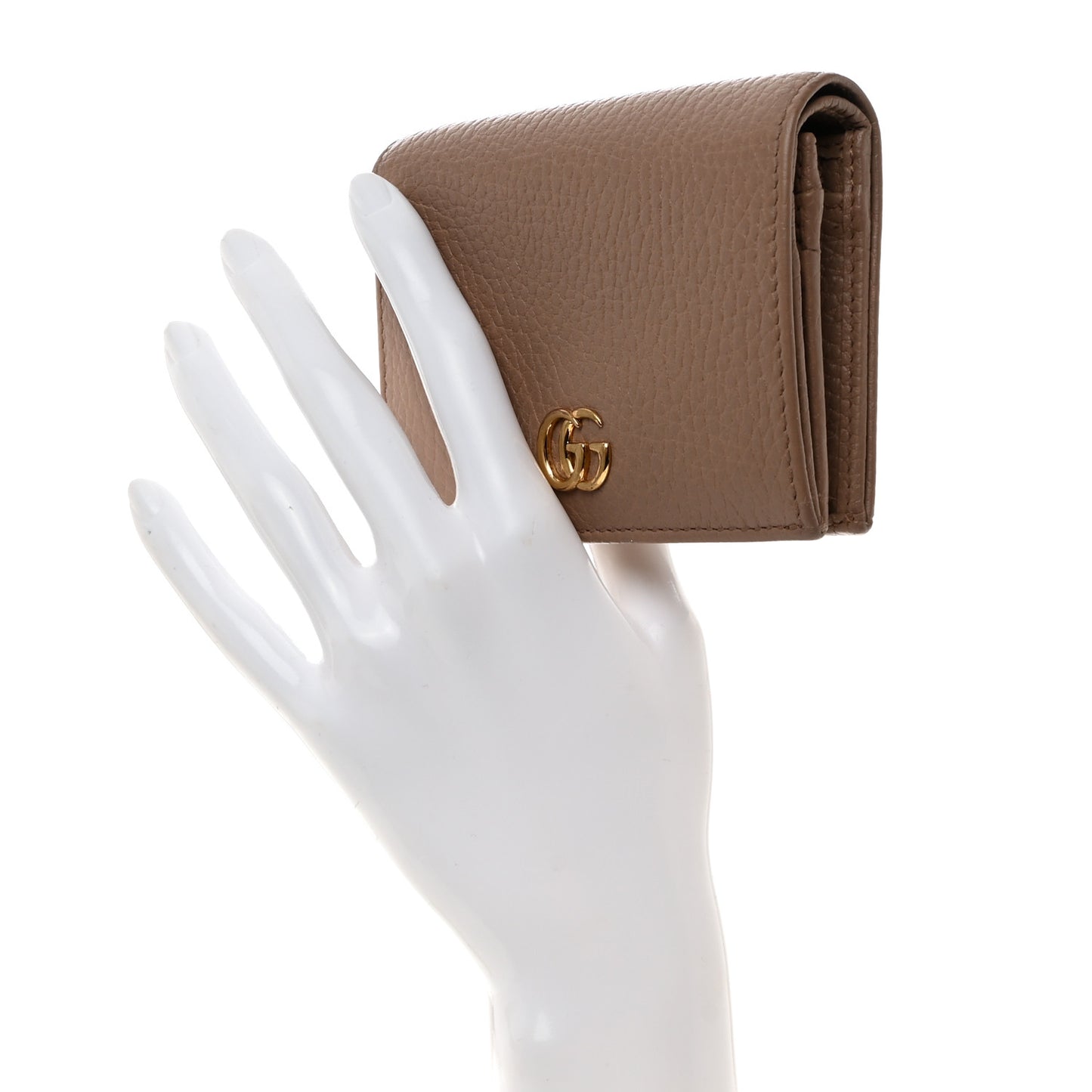 Pebbled Calfskin GG Marmont Card Case Porcelain Rose