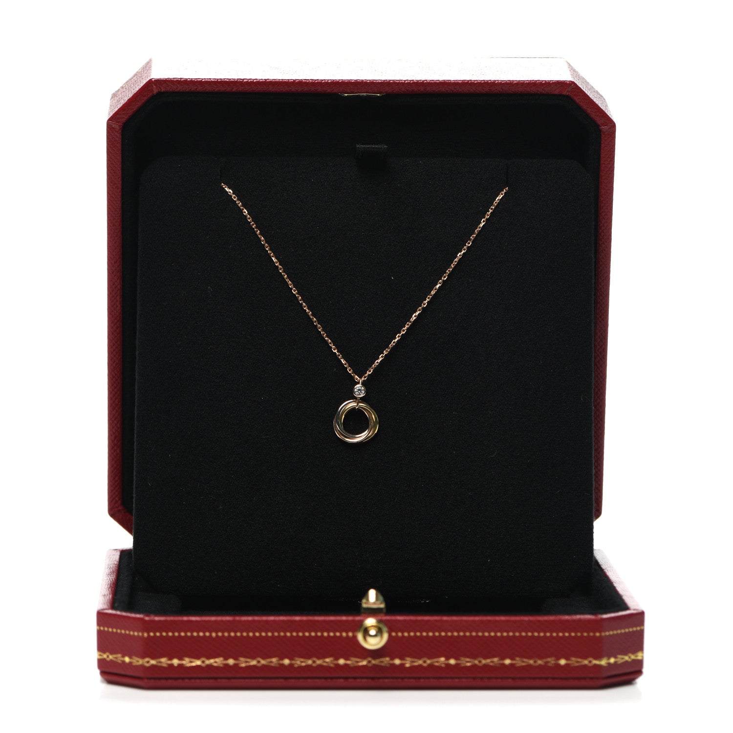Cartier 18K Pink Yellow White Gold Diamond Trinity Pendant Necklace 6 of 7