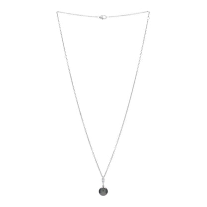Mikimoto 18K White Gold Diamond Black South Sea Pearl 9.5mm Pendant Necklace 3 of 6