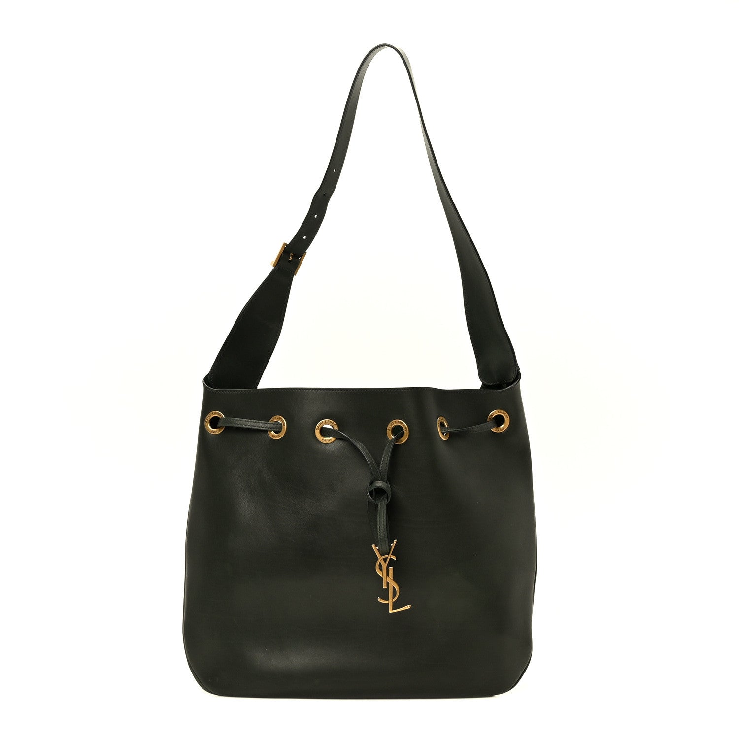 Saint Laurent Calfskin Medium Paris VII Flat Hobo New Vert Fonce 1 of 11